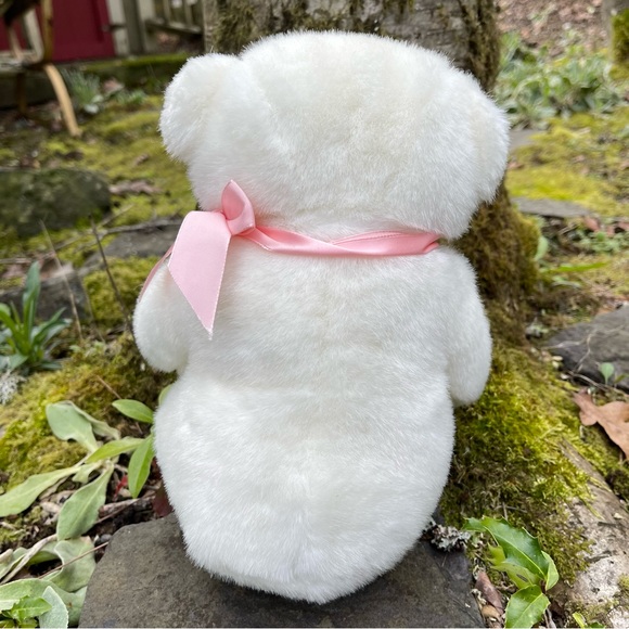VTG 80s Soft White Teddy Bear by Eden - Picture 3 of 6